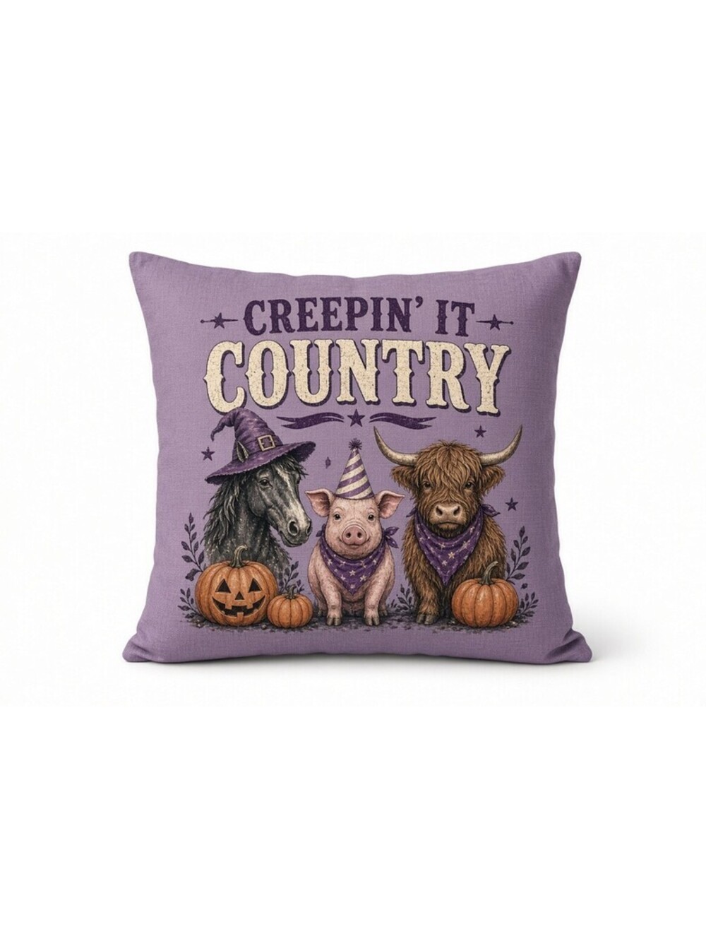 Creepin It Country DTF Transfer 4 Pack 10 Inch Halloween Farm Animals Ready Pres